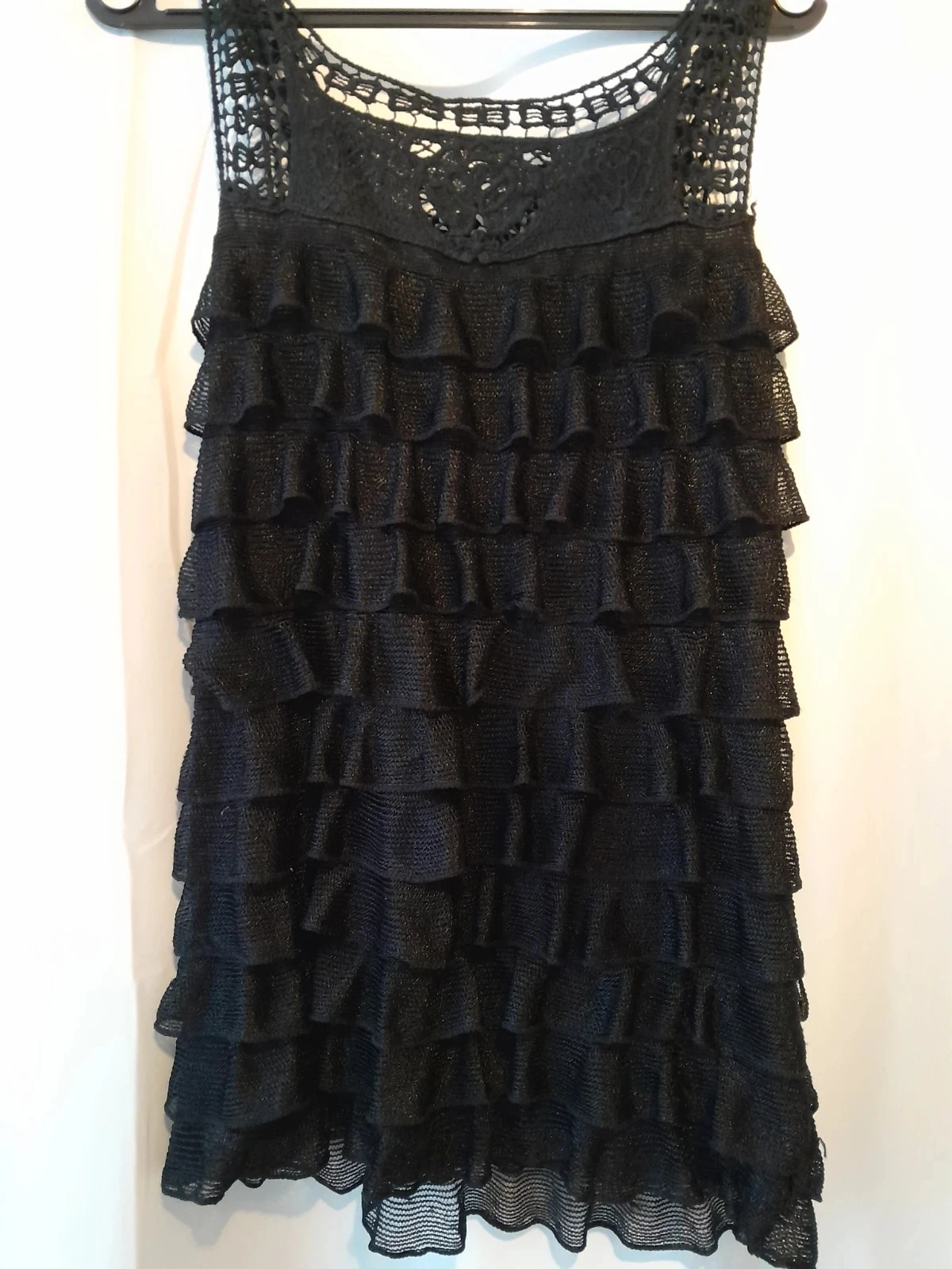 Vestido longo, com babados, cor preto, Tamanho 38/40 – photo 8